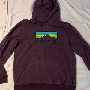 Patagonia Men's Maroon Hoodie with Mountain Logo
